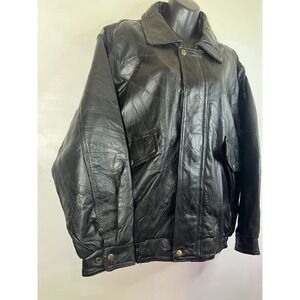 VTG 90s Leather Jacket Biker Path Mens Sz S Black Patchwork Lined  Full Zip Punk